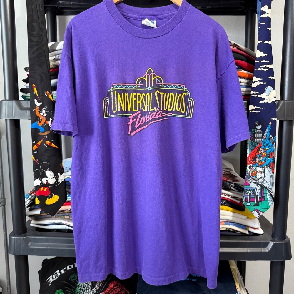 Hanes T Shirt Universal Studios Florida XL Purple Vintage 90s Graphic Tee
